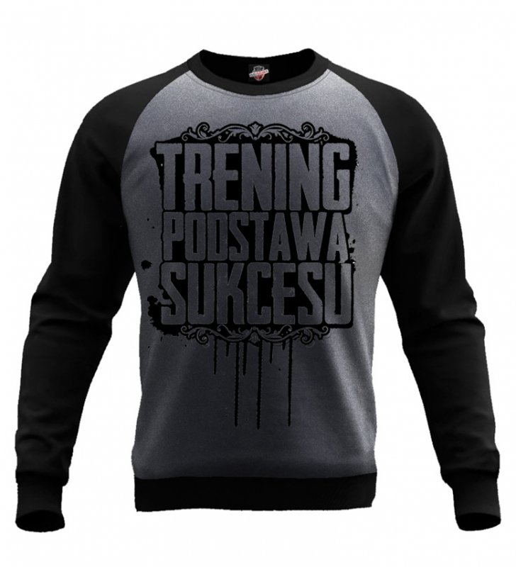  Bluza Trening Podstawą Sukcesu (grafitowo-czarna, czarny nadruk) OUTLET