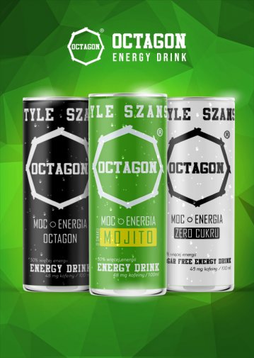 3PACK Energy Drink Octagon BLACK/WHITE/GREEN