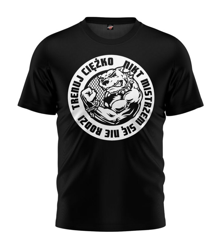 T-shirt Trenuj Ciężko Nikt Mistrzem Się Nie Rodzi czarny OUTLET