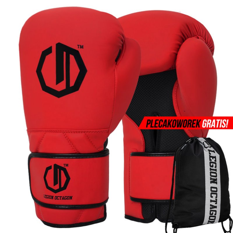 Rękawice bokserskie Legion Octagon Enforcer dark red + plecakoworek GRATIS