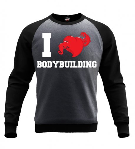 Bluza I love Bodybuilding (grafitowo-czarna, biały nadruk)