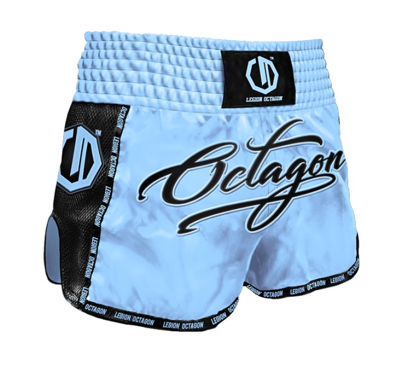 Spodenki Kickboxing/Muay Thai Legion Octagon Script PREMIUM sky blue
