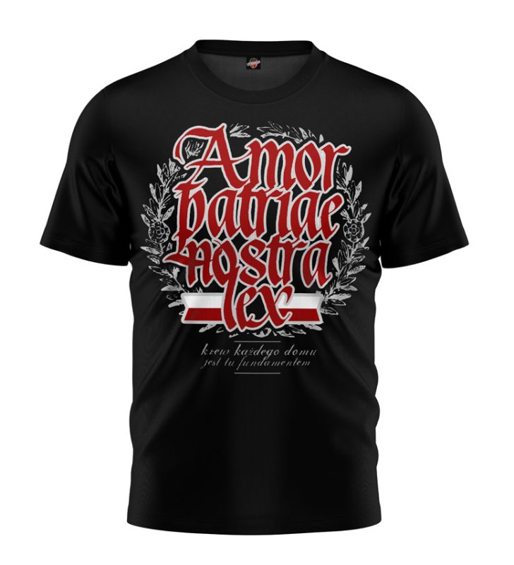 T-shirt Amor Patriae Nostra Lex krew każdego czarny 
