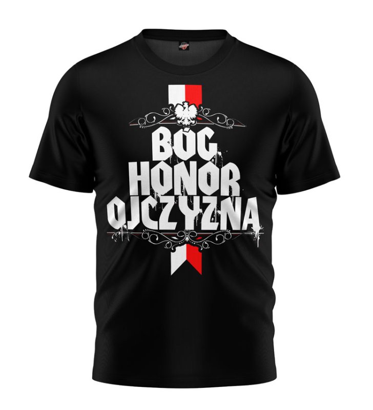 T-shirt Bóg Honor Ojczyzna 2 czarny 