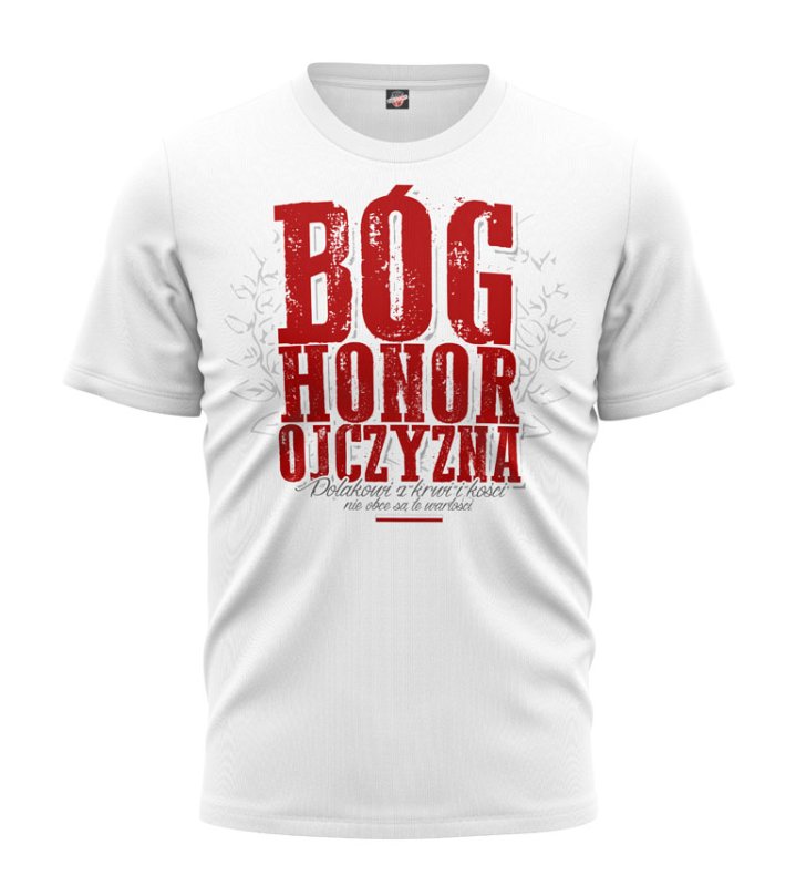 T-shirt Bóg Honor Ojczyzna 3 biały