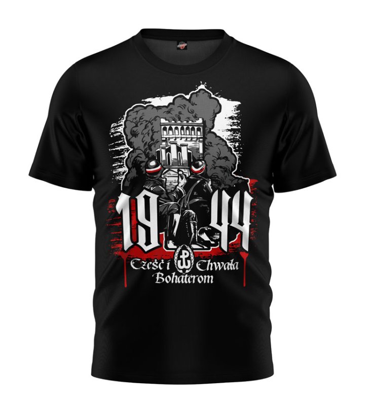 T-shirt Cześć i Chwała Bohaterom 1944 czarny 