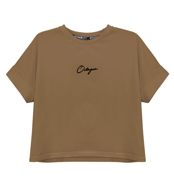 T-shirt damski Octagon DISCRI beige