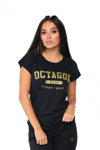 T-shirt damski Octagon est. 2010 black/gold