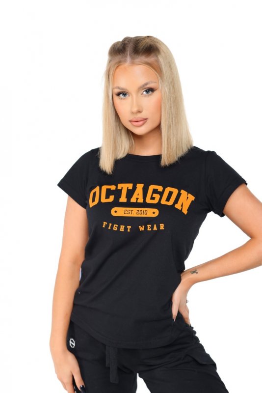 T-shirt damski Octagon est. 2010 black/orange
