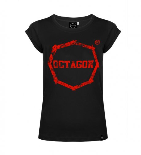 T-shirt damski Octagon Logo smash czarny/czerwone
