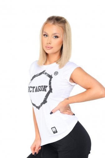 T-shirt damski Octagon Logo smash biały