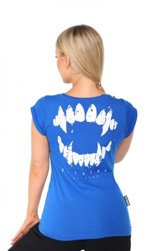T-shirt damski Octagon ZĘBY niebieski