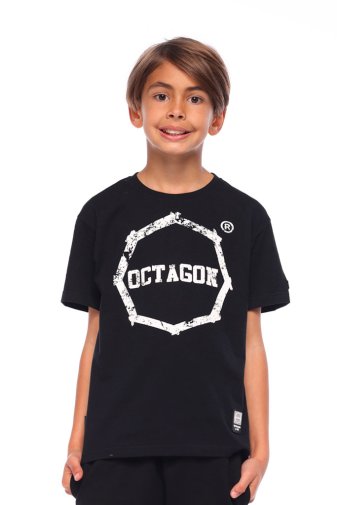 T-shirt dziecięcy Octagon Logo Smash black logo white