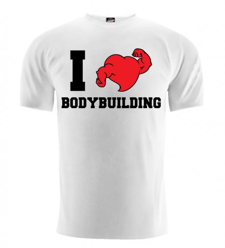 T-shirt I Love Bodybuilding (biały)