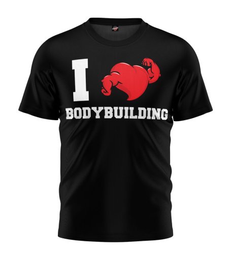 T-shirt I Love Bodybuilding czarny 