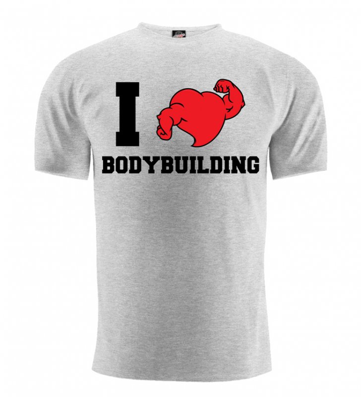 T-shirt I Love Bodybuilding (szary)
