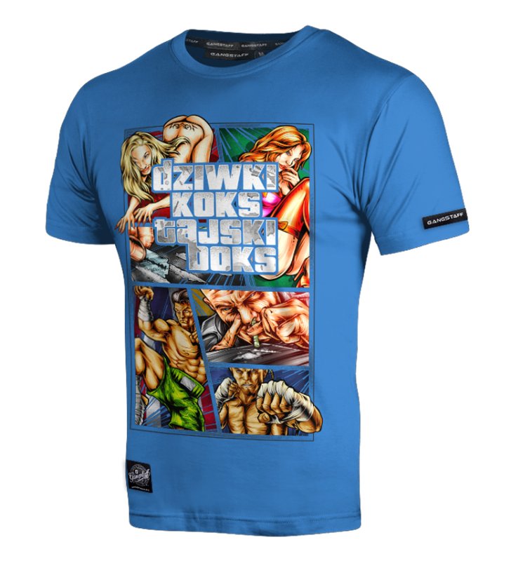 T-shirt Gangstaff  Dziwki Koks Tajski Boks 2 Niebieski