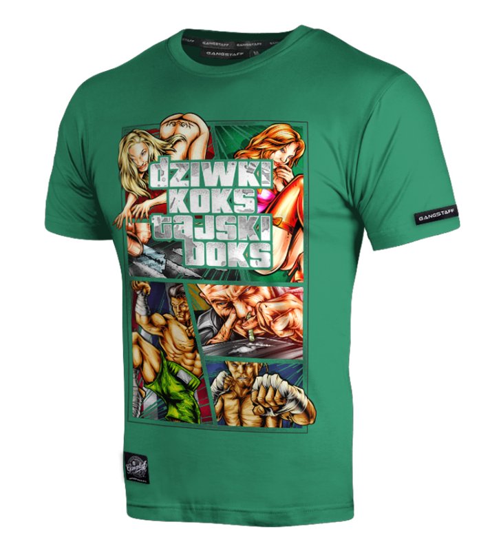 T-shirt Gangstaff  Dziwki Koks Tajski Boks 2 Zielony