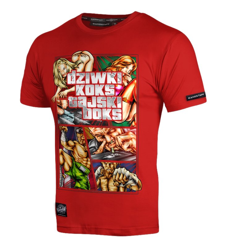 T-shirt Gangstaff Dziwki Koks Tajski Boks 2 Czerwony