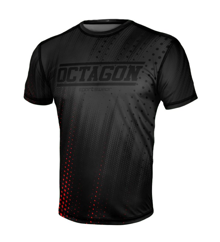T-shirt Sport Octagon Dots black/red