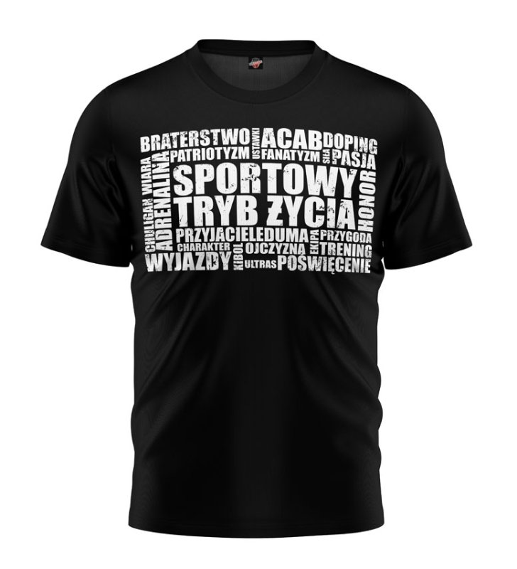 T-shirt Sportowy Tryb Życia Napisy Kibice czarny 